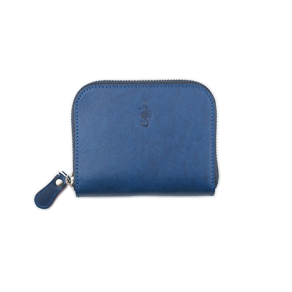 【Takumics】Sei 弧形拉鍊短夾 / 日本姬路藍染革